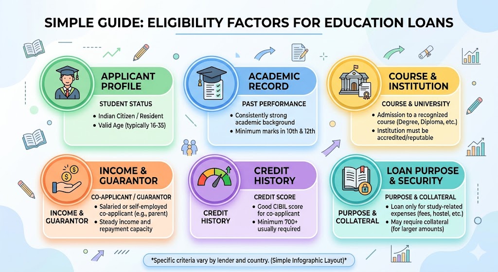 Important eligibility factors for collateral-free education loans