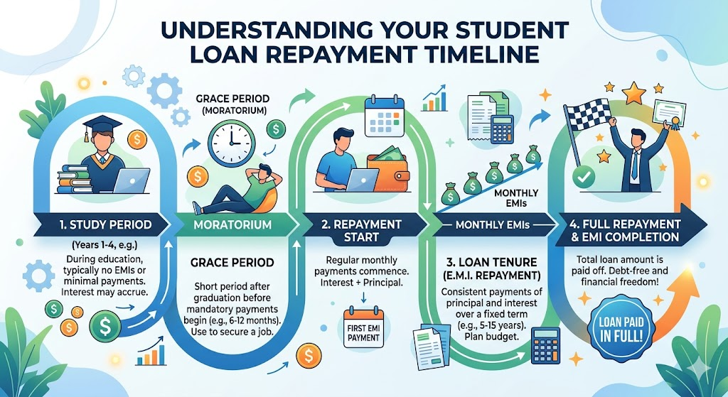 Education loan repayment timeline example