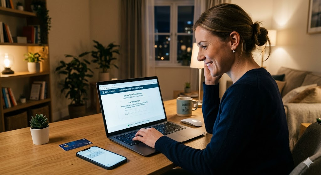 Safe online banking transaction with OTP verification