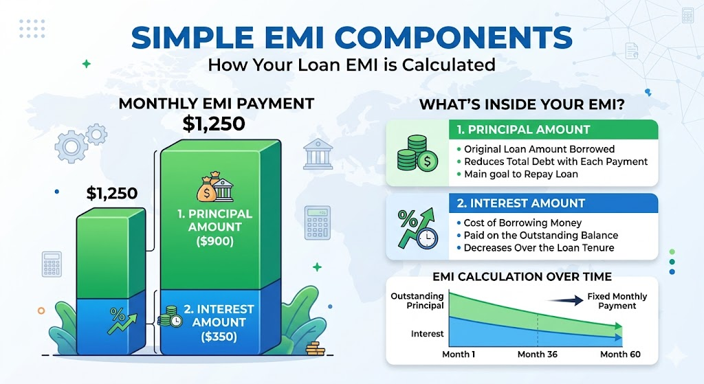 Principal and interest components of EMI