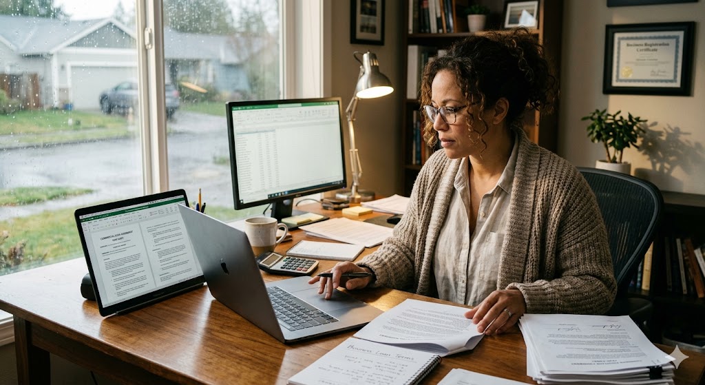 Self-employed business owner applying for a personal loan online.
