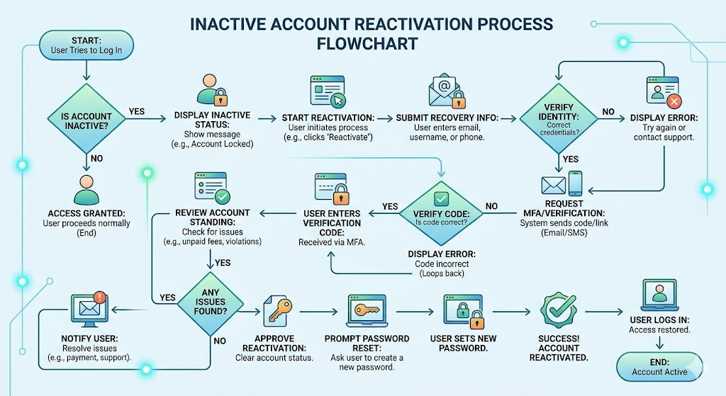Steps to reactivate an inactive bank account