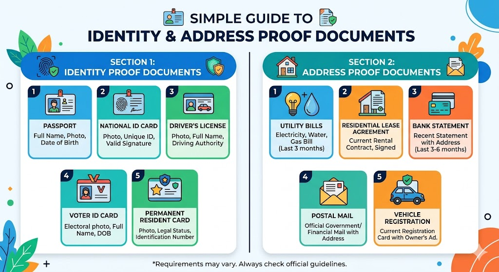 Common KYC documents required by banks for verification