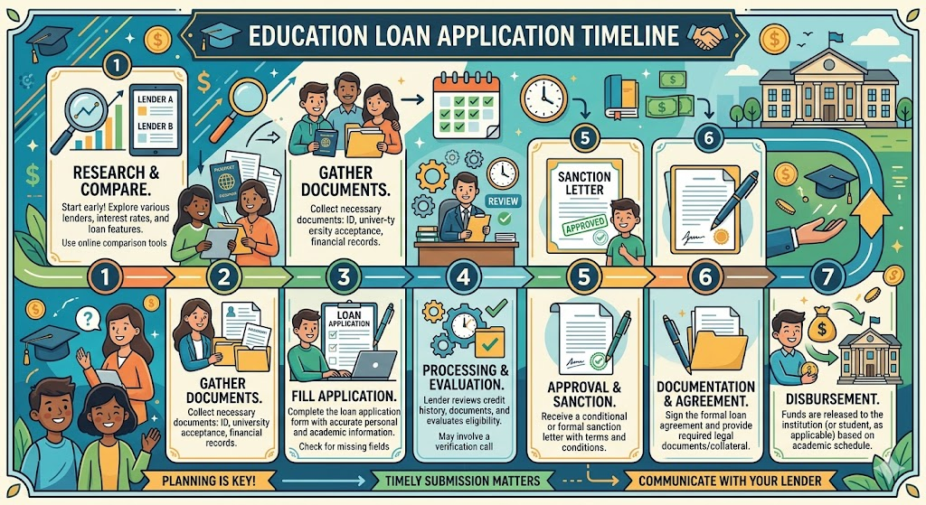 Education loan application timeline before admission.